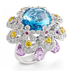 Genuine 18.37 ctw Diamond & Multi-color Ring  