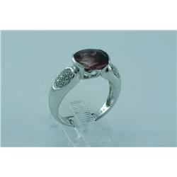 Genuine Diamond & Pink Tourmaline Ring 14K Gold