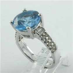 Ring 6.58 ctw Diamond & Blue Topaz  14K White Gold- SRP$ 3965