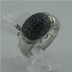 Ring 0.89 ctw Diamond & Blue Sapphire  14K  White Gold- SRP$ 3060