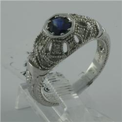 Ring 0.74 ctw Diamond & Blue Sapphire  14K  White Gold- SRP$ 2747