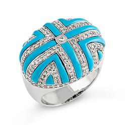Genuine 2.72 ctw Diamond & Turquoise Ladies Ring  
