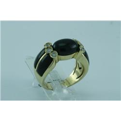Genuine Diamond & OnyxRing 14K Yellow Gold - SRP$ 4301