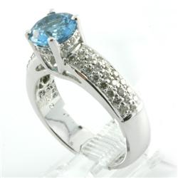 Ring 1.99 ctw Diamond & Blue Topaz  14K White Gold- SRP$ 3153