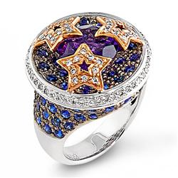 Genuine 7.28 ctw Diamond & Amethyst Ladies Ring  