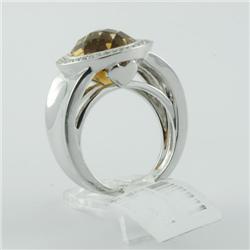Ring 7.19 ctw Diamond & Citrine  14K White Gold- SRP$ 4495