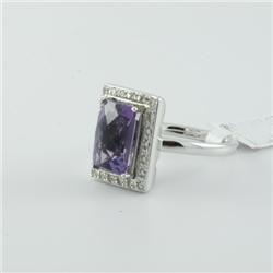 Ring 4.14 ctw Diamond & Amethyst  14K White Gold- SRP$ 3581