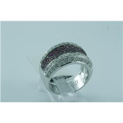 Genuine Diamond & Pink Sapphire Ring 14K Gold