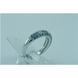 Genuine Diamond & Blue Topaz Ring 14K Gold