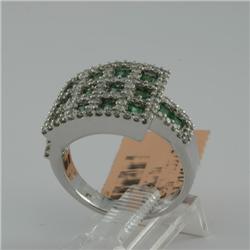 Ring 1.92 ctw Diamond & Emerald  18K  White Gold- SRP$ 6643