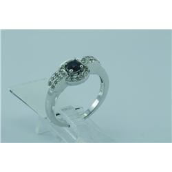 Genuine Diamond & Blue Sapphire Ring 14K Gold