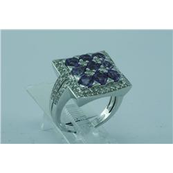 Genuine Diamond & Amethyst Ring 18K Gold