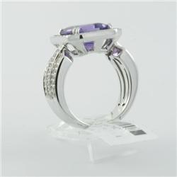 Ring 4.73 ctw Diamond & Amethyst  14K White Gold- SRP$ 5193