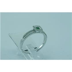 Genuine Diamond & Emerald Ring 14K Gold