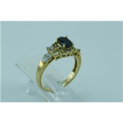 Genuine Diamond & Blue Sapphire Ring 18K Gold - SRP$ 4478