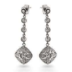 Genuine 0.15 ctw Diamond Earrings 14K White Gold