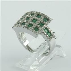 Ring 1.72 ctw Diamond & Emerald  14K White Gold- SRP$ 5109