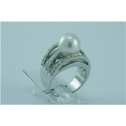 Genuine Diamond & Southsea Pearl Ring 14K Gold  - SRP $4702