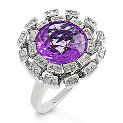 Genuine 8.24 ctw Diamond & Amethyst Ladies Ring  