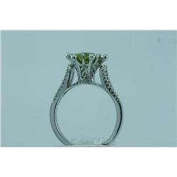 Genuine Diamond & Peridot Ring 18K Gold