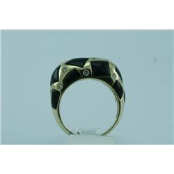 Genuine Diamond & OnyxRing 14K Yellow Gold