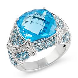 Genuine 14.52 ctw Diamond & Topaz Ladies Ring  