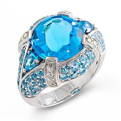 Genuine 10.52 ctw Diamond & Topaz Ladies Ring  
