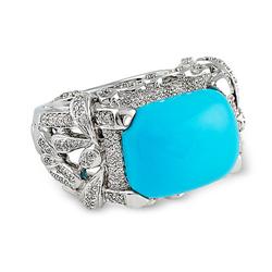 Genuine 7.65 ctw Diamond & Turquoise Ladies Ring  