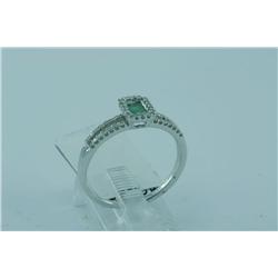 Genuine Diamond & Emerald Ring 14K Gold