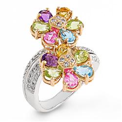 Genuine 3.64 ctw Diamond & Multi-color Ladies Ring  
