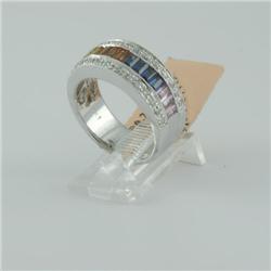 Ring 1.93 ctw Diamond & Multi-color  18K White Gold- SRP$ 5949