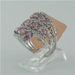 Ring 4.28 ctw Diamond & Pink Sapphire  18K White Gold- SRP$ 8565