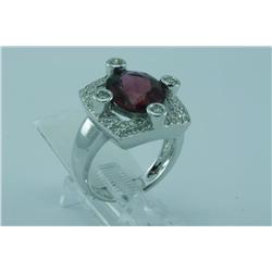 Genuine Diamond & Pink Tourmaline Ring 18K Gold