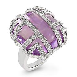 Genuine 41.76 ctw Diamond & Amethyst & PinkSapphire Ladies Ring  