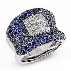 Genuine 2.73 ctw Diamond & Sapphire Ladies Ring  