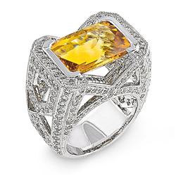 Genuine 10.64 ctw Diamond & Citrine Ladies Ring  