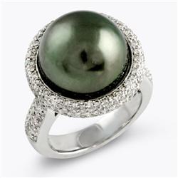 Genuine 20.61 ctw Diamond & TahitianPearl Ladies Ring  