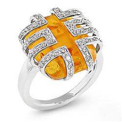 Genuine 4.92 ctw Diamond & Amber Ladies Ring  