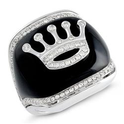 Genuine 19.23 ctw Diamond & Onyx Gents Ring  