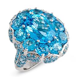 Genuine 23.77 ctw Topaz Ladies Ring  14K White Gold