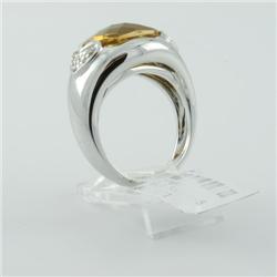 Ring 5.62 ctw Diamond & Citrine  18K White Gold- SRP$ 3940