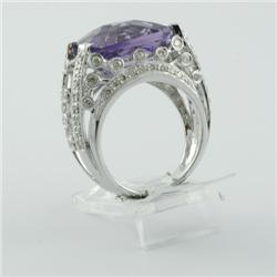 Ring 10.14 ctw Diamond & Amethyst  14K White Gold- SRP$ 4445