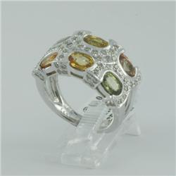 Ring 4.69 ctw Diamond & Multi-color  14K White Gold- SRP$ 5589