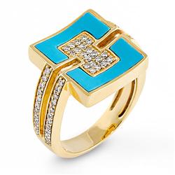 Genuine 0.42 ctw Diamond & Turquoise Ladies Ring  