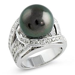 Genuine 16.28 ctw Diamond & TahitianPearl Ladies Ring  