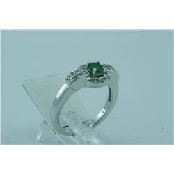 Genuine Diamond & Emerald Ring 14K Gold