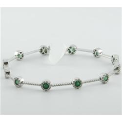 Bracelet 2.30 ctw Diamond & Emerald  18K White Gold- SRP$ 7614