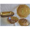 Image 6 : Vitage lot of Amber Carnival Glass Serving Dishes, Set of 5