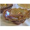 Image 7 : Vitage lot of Amber Carnival Glass Serving Dishes, Set of 5