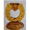 Image 3 : Indiana Glass Amber Pressed Glass Horseshoe Candlesticks